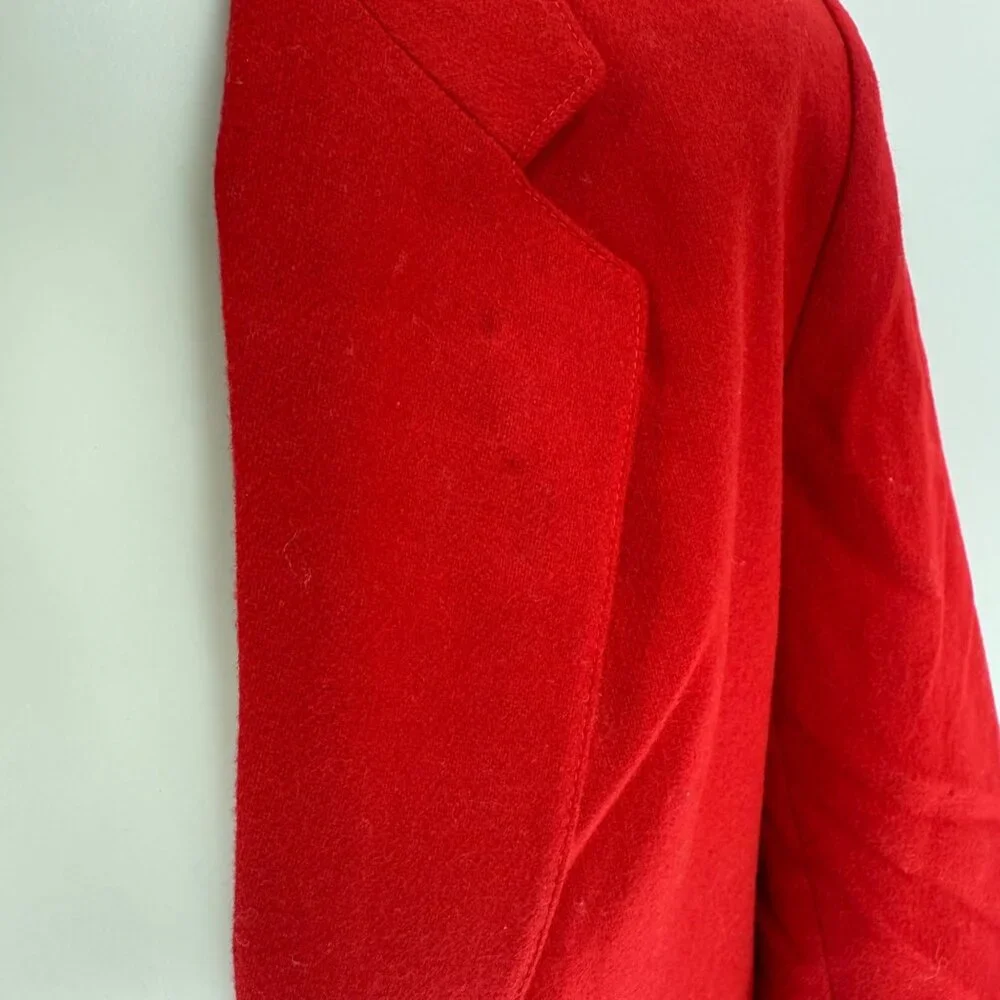 Vintage Red Wool Blend Blazer By Chimney Ridge With Button Closure & Pockets Wom - Picture 10 of 10